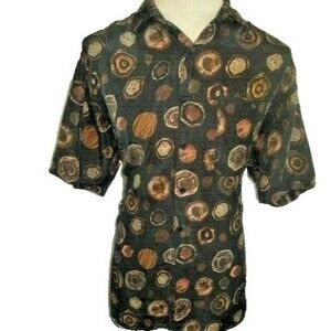Mens Silk Society Silk Multicolor SS Hawaiian Aloha Island Casual Shirt sz M